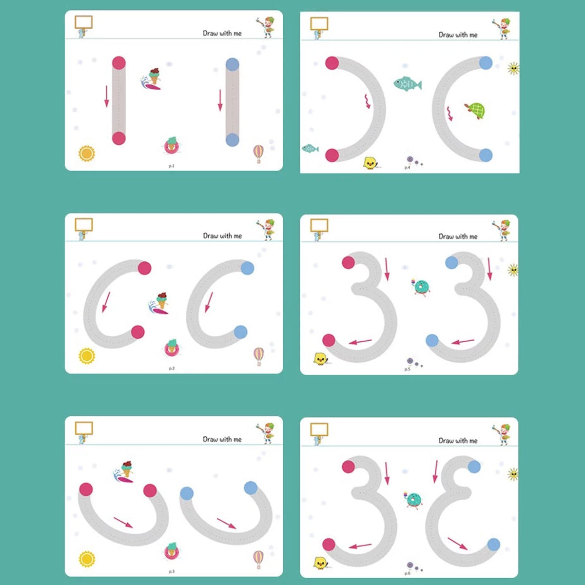 A4 Kids Educational Learning Tracing Book | 64 Pages Dot-to-Dot Activity Workbook with 2 Markers (Big Size)